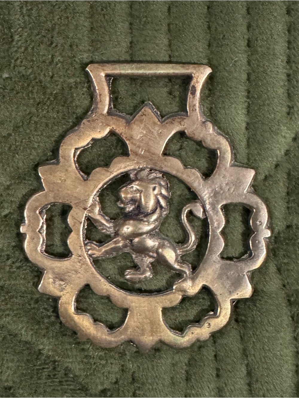 Vintage English Cast Brass Horse Saddle Harness Medallion- Heraldic Lion